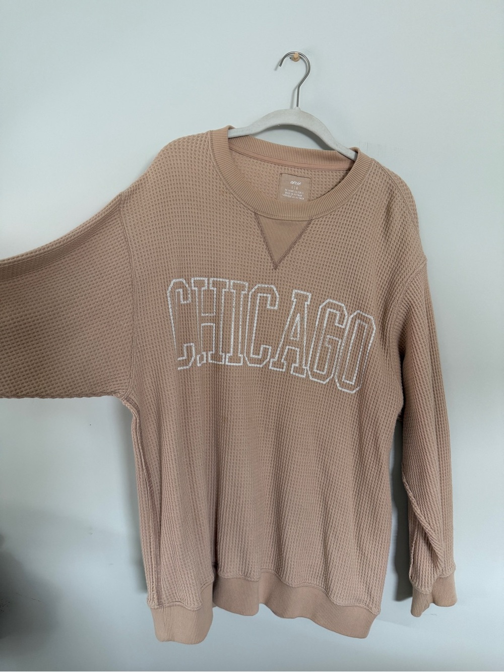 aerie Chicago Waffle Sweatshirt - Tan